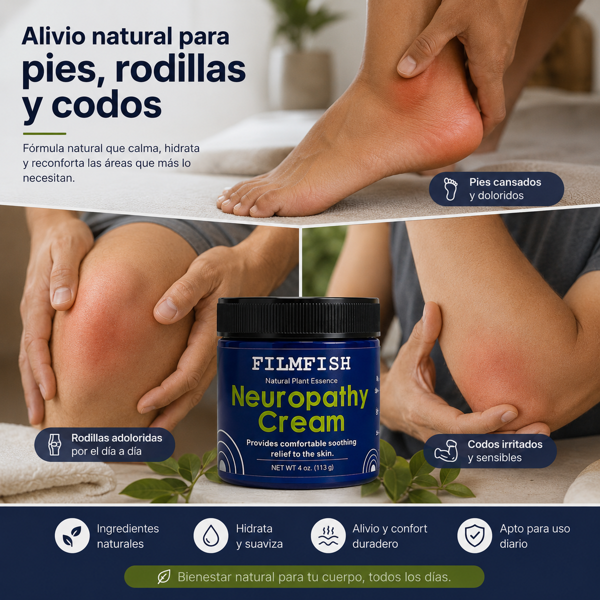 Crema calmante para neuropatía con manteca de karité, vitamina E y lavanda